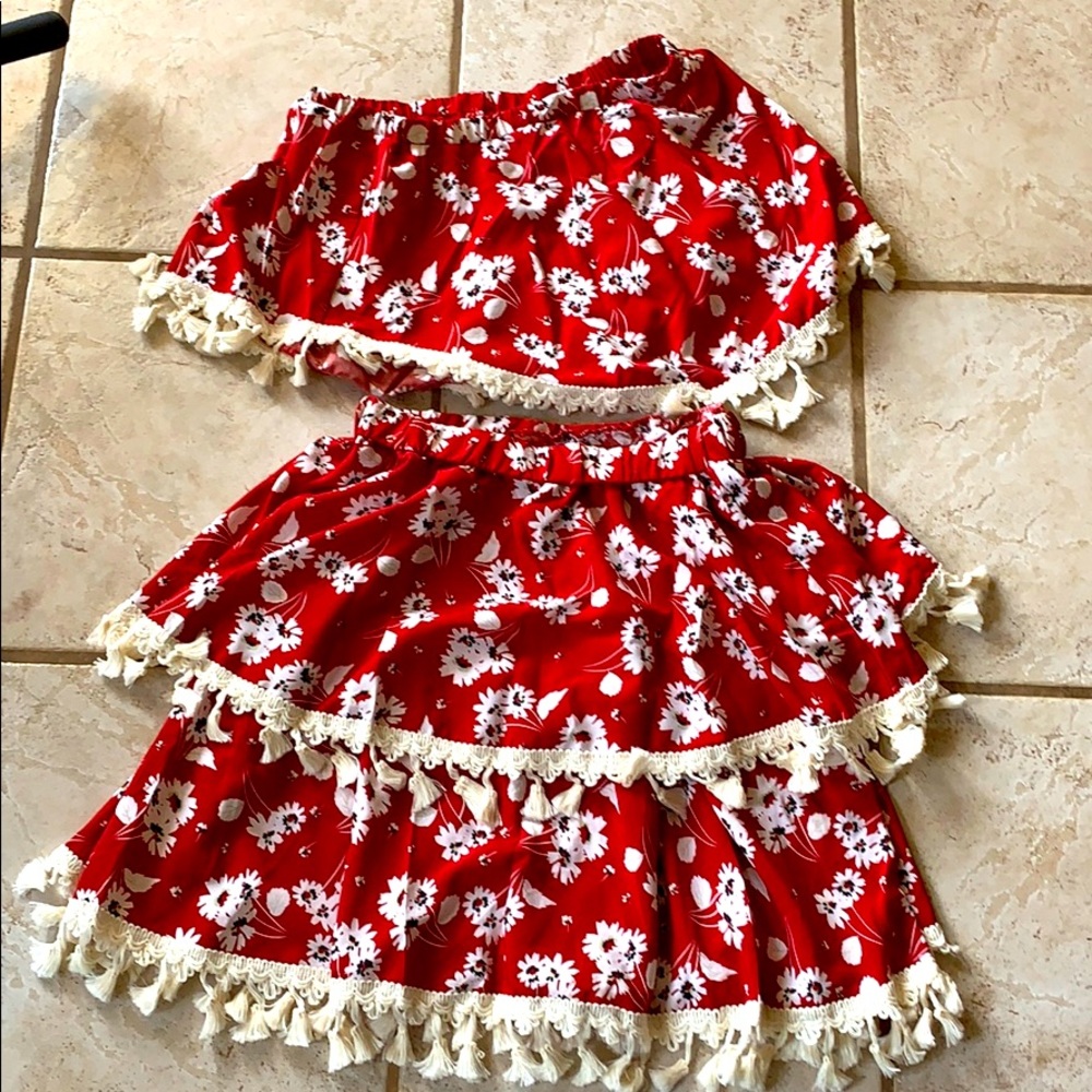 SHEIN crop top and skirt